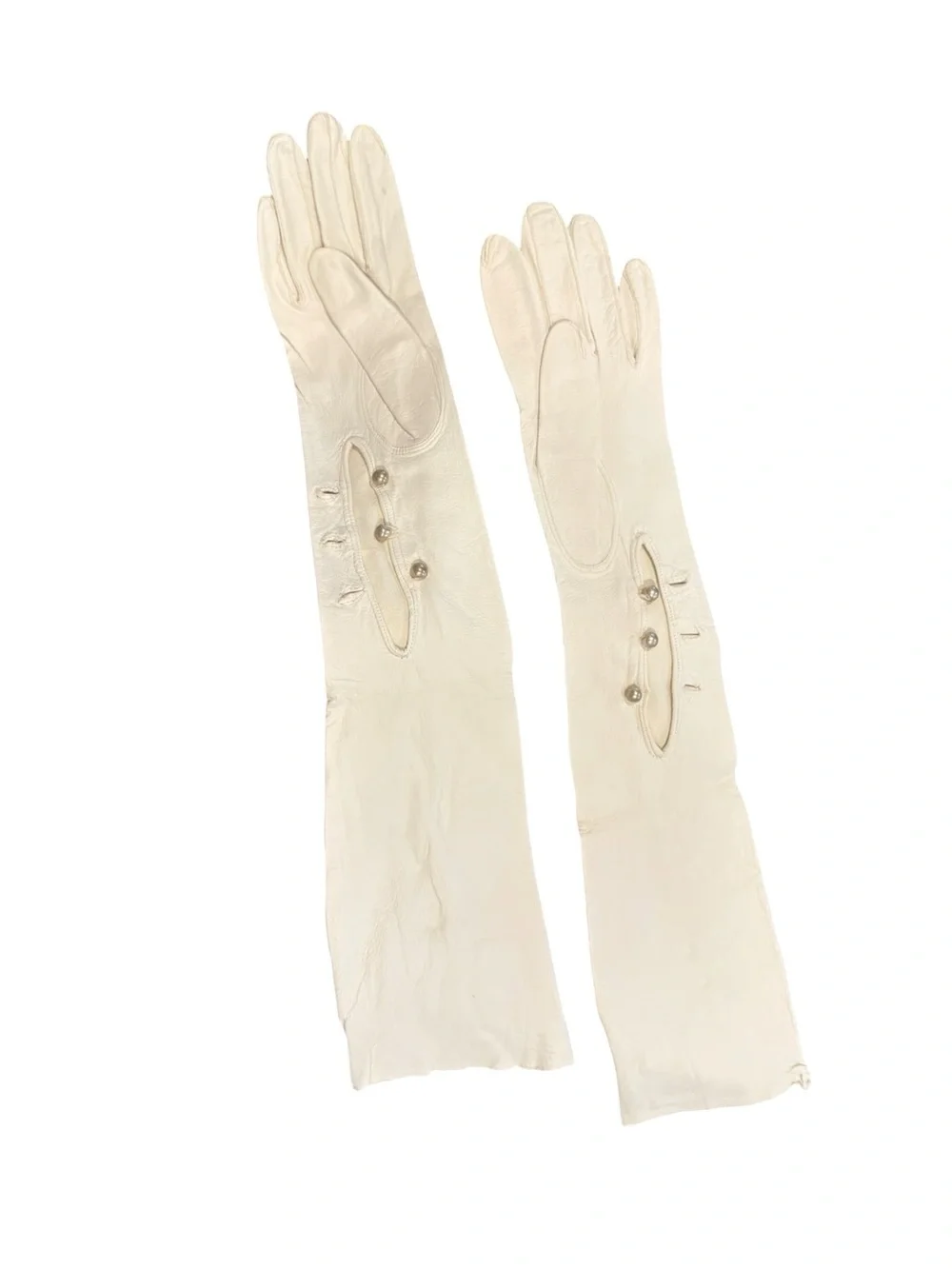 Vintage Long Opera soft leather Gloves in Ivory